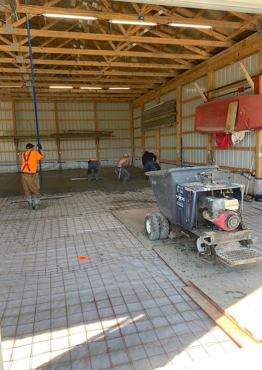 The process of installing barn concrete floor pad