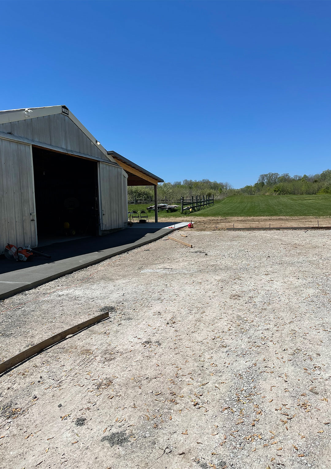 Before installation of barn's concrete driveway